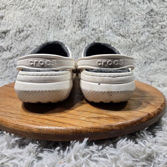 CROCS Unisex Classic Mens Size 11 W13 Faux Fur Fuzz Lined White Clogs 203591 - Picture 4 of 8